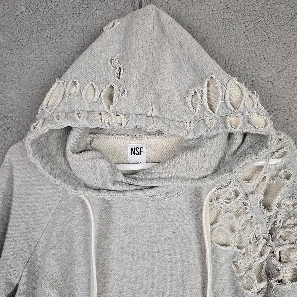 NSF Revolve Lisse Distressed Hoodie Grey, size S - Picture 2 of 9